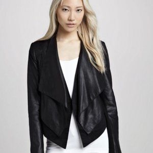 THEORY LEATHER DRAPED ROBENA JACKET